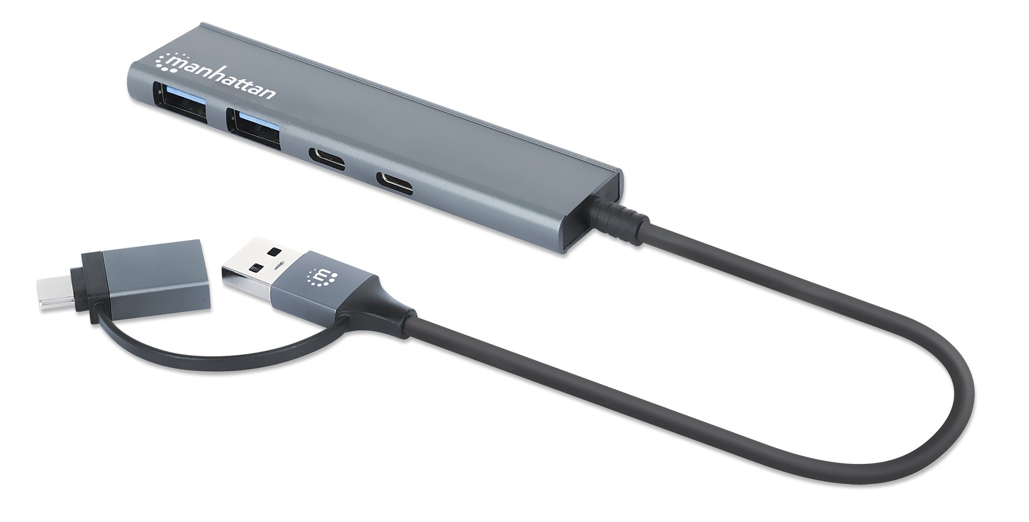 HUB USB V3.2 2Ptos A 2Ptos C (181075) MANHATTAN Hub de 4 puertos con conector combinado de USB-C a USB-A - HUB USB V3.2 2Ptos A 2Ptos C (181075) MANHATTAN Hub de 4 puertos con conector combinado de USB-C a USB-A -